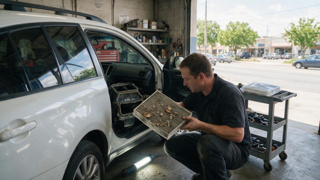 dirty cabin air filter causing car AC odor